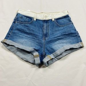 PacSun Shorts Womens Size 27 Light Wash Denim Rolled Hem Cut Off Colorblock Mom